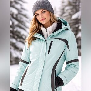 Women's Light Blue Hooded Ski Jacket
